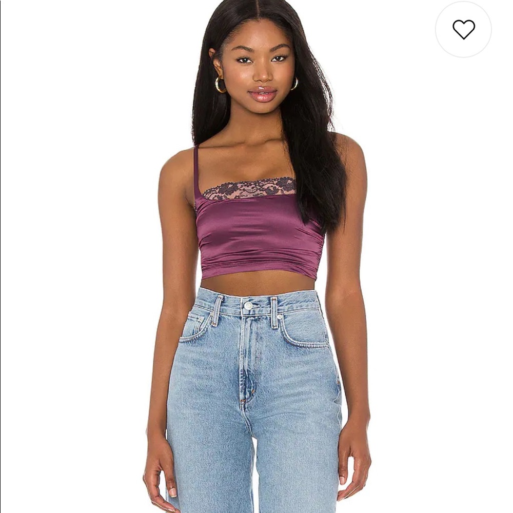 NWT Free People FP Intimately Cross Paths Brandi Cropped Cami in Eggplant Purple